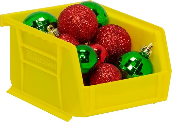 Akro-Mils 30210 AkroBins Plastic Storage Bins, Space-Saving Stackable Bins for Garage, Pantry, Craft Organization, 5" x 4" x 3", Yellow, 24-Pack