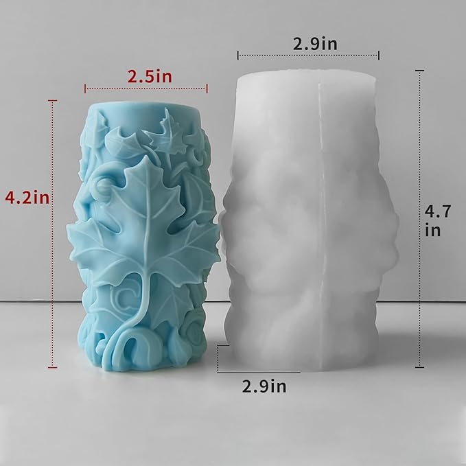 Maple Leaf Embossed Candle Molds, Autumn Leaves Pillar Candle Silicone Molds, 3D Fall Molds for Soap Wax Epoxy Resin, Fondant Chocolate Cake Dessert Decoration Molds DIY Supplies