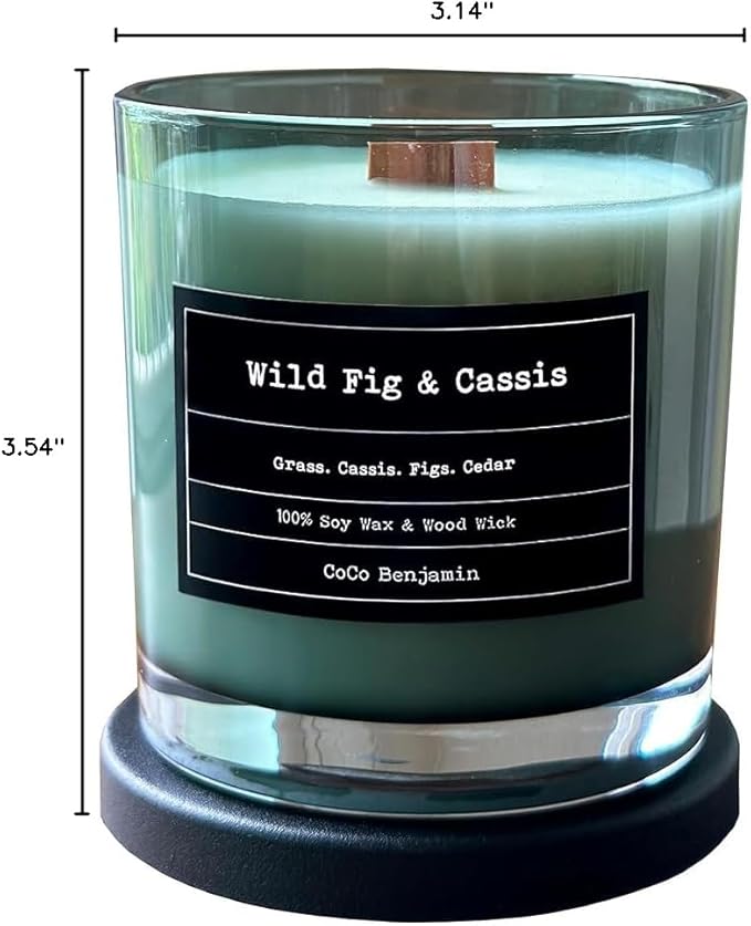 100% Soy, Highly Scented, Hand Poured Soy Candle (Wild Fig & Cassis (Wooden Wick))