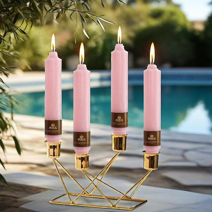 4 PCS Handmade Taper Candle Pink Small Candlesticks 7 inch Short Candlesticks for Dinner Household Wedding Party Home Décor