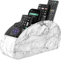 SITHON Remote Control Holder with 5 Compartments - PU Leather Remote Caddy Desktop Organizer Store TV, DVD, Blu-Ray, Media Player, Heater Controllers, Marble