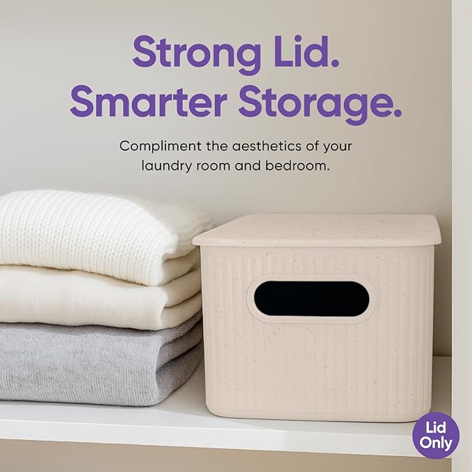 Superio Ribbed Collection Lid for Eco-Friendly Decorative Plastic Basket Open Home Storage Bins Organizer Baskets, Meduim - for Organizing Closet Storage Bins for Shelves Drawer Shelf 5 Liter