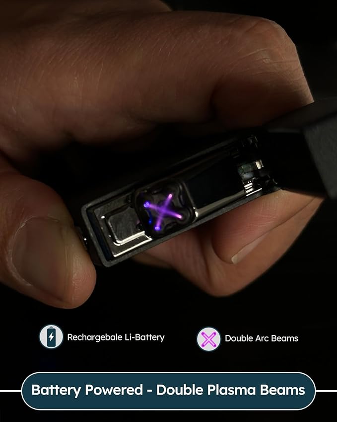 Electric Lighter, Windproof Lighter Flameless Plasma Beams USB Rechargeable Lighter w/Battery Display - for Fire/Cigarettes, Campings