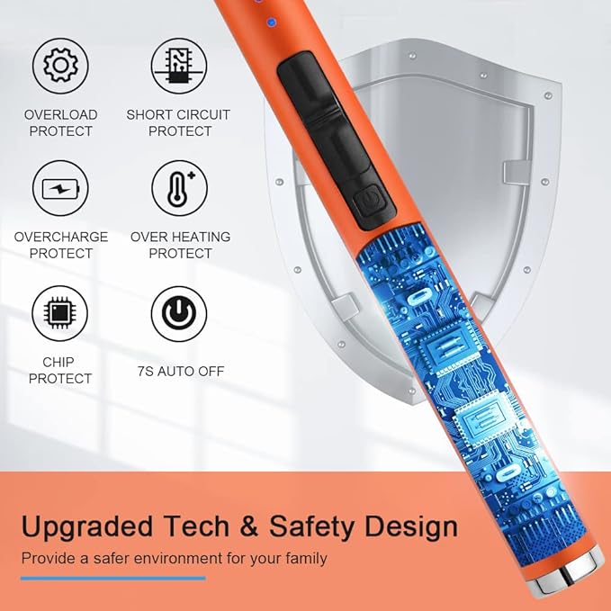 SUPRUS Fluorescent Lighter Glows in The Dark USB Lighter Rechargeable Windproof Pocket Size for Candle Cooking BBQ in Party (Orange)
