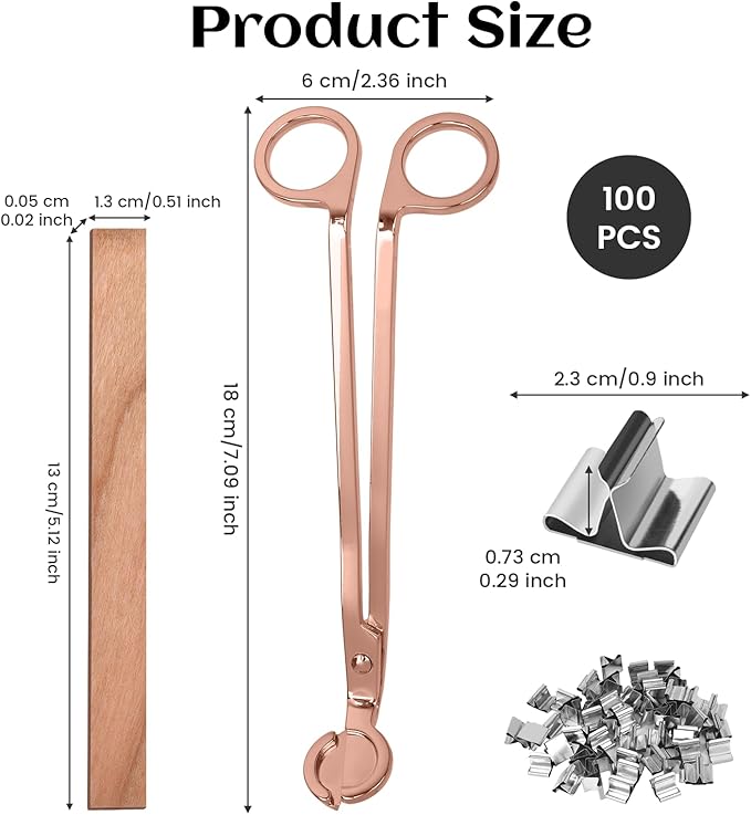 200 Pcs Wood Wicks for Candles Making, DIY Candle Wicks for Candle Making with Wick Trimmer, Replace Wooden Chip Lighter Wicks Holders, Natural Himemade Kit Functional Smokeless Long Lasting Flame