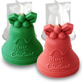 Wehous 2PCS Christmas Bell Silicone Molds for Resin Candle Soap Making, 3D Bell Candle Molds for Candle Making, Christmas Ornament Keychain Pendant Wall Hanging Car Freshie Art Craft Mold Kit Decor