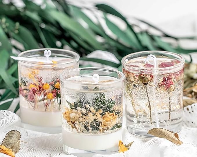 SimpleVibesXinPuwei DIY Scented Botanical Jelly Candle Kit with Step-by-Step Instructions - Create Your Own Unique Fragrant Candle (Style 1)