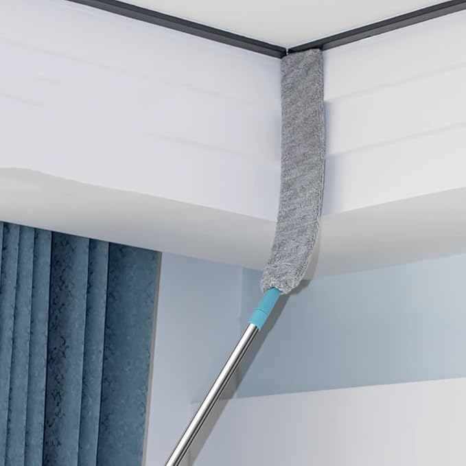 Saker Plus Retractable Gap Dust Cleaning Artifact, Retractable Gap Dust Cleaner Flat Duster, with 2 Microfiber Dusting Cloths Long Handle,Flat Duster