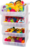 Extra Large Plastic Storage Bins, Stackable Organizer Containers for Closet Pantry Shelf Garage and Office Organization, Clear, 4 Pack