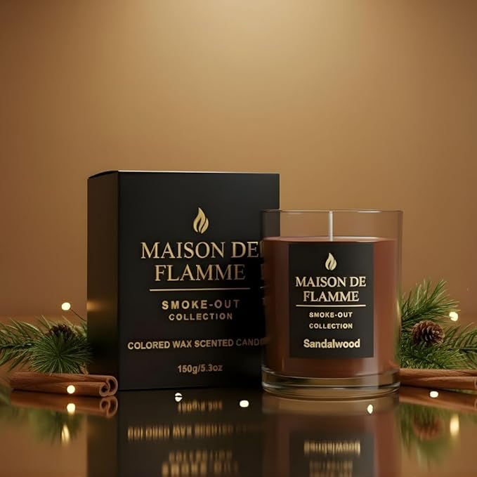 Smoke Odor Eliminating Candle – Sandalwood Soy Wax Candle for Kitchen, Apartment & Home Smells, Long Lasting Odor Neutralizing Scented Candle, 150g / 5.3 oz – Maison De Flamme