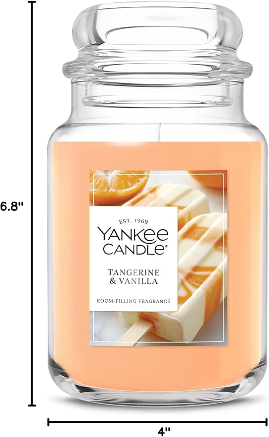 Yankee Candle Tangerine & Vanilla Scented Candle, 22oz Large Jar with up to 150 Hour Burn Time, Giftable