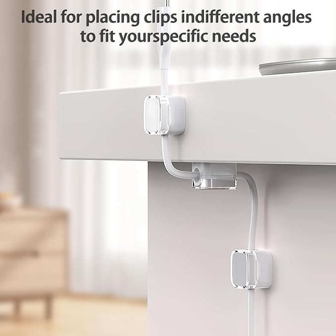 6 Pack Magnetic Cord Organizer & Cable Clips - Adjustable Under Desk Cable Management, Adhesive Wire Holder for Home, Office, Phone, Car, Wall, and Nightstand (Black)