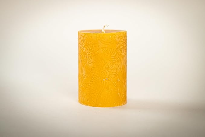BeeTheLight Beeswax Pillar Candle - 100% Pure Bees Wax - Choose Your Size and Color - Up to 72 Hour Burn Time - Approx. 2x3, 3x4, 3x6 - Unscented - Natural Light Honey Scent (Natural Yellow, Small)