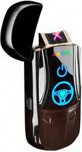 Electric Rechargeable Dual Arc Plasma Lighter for Men- USB Electronic Windproof Flameless Cool Lighter with LED Battery Indicator, Pocket Metal Unique Cute Mini Car Shape for Candles & Camping