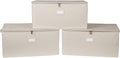 Covermates Keepsakes Zip-Top Storage Box Set, 3 Pack Heavy Duty Polyester Organizer Bins, Stackable Design, ID Window, Reinforced Handles, Closet Home Storage, Beige Heather