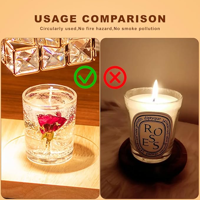 Candle Warmer Lamp with Timer and Dimmer, Electric Wax Warmer Height Adjustable,Table Light Imitated Crystal Shape No Flame with 2 Bulbs,Home Bedroom Decor, Birthday Gifts for Women Mom
