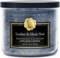 Village Candle Leather & Musk Noir Medium Bowl, 14oz, Black, 1 count