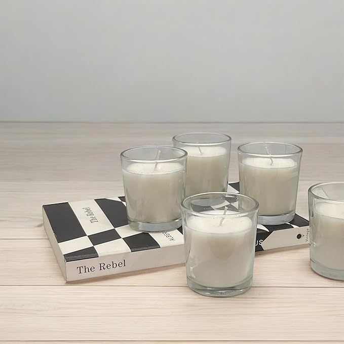 Stonebriar 12 Hour Long Burning Unscented Wax Filled Votive Holders, 24 Pack, White