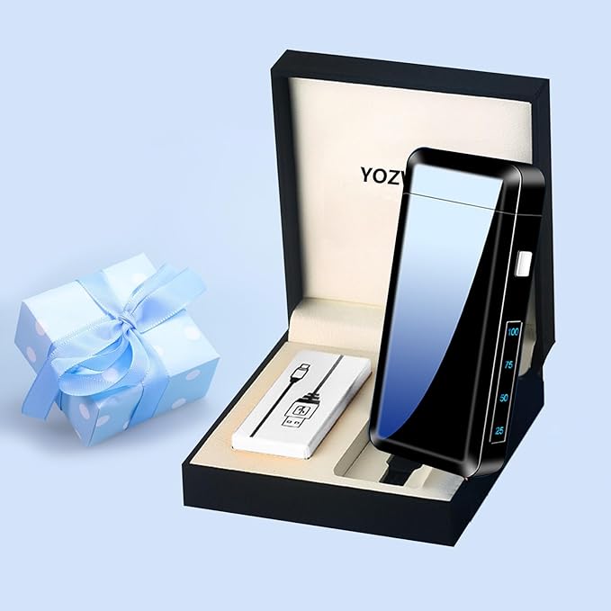 YOZWOO Electric Lighter Type-C Rechargeable Lighters Plasma Lighter High Power Flame Arc Lighters Windproof Electronic Lightre with Smart Chip for Candles, Incense with High-Grade Gift Box(Ice Colour)