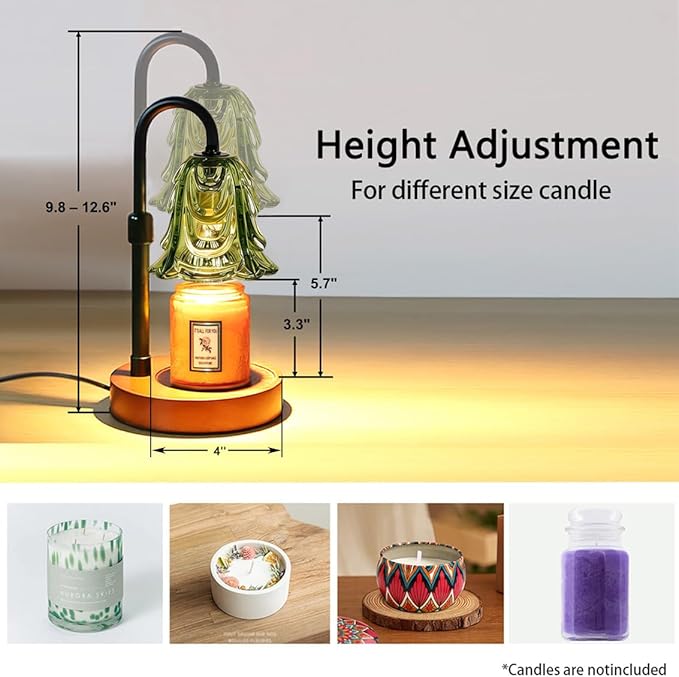 Candle Warmer Lamp with Timer Dimmer Adjustable Height for New Home House Bedroom Decor,Wax Melt Warmer with 2 Bulbs for Jar Candles, Gifts for Mom Women Friend Sister Mothers Day Birthday | Green