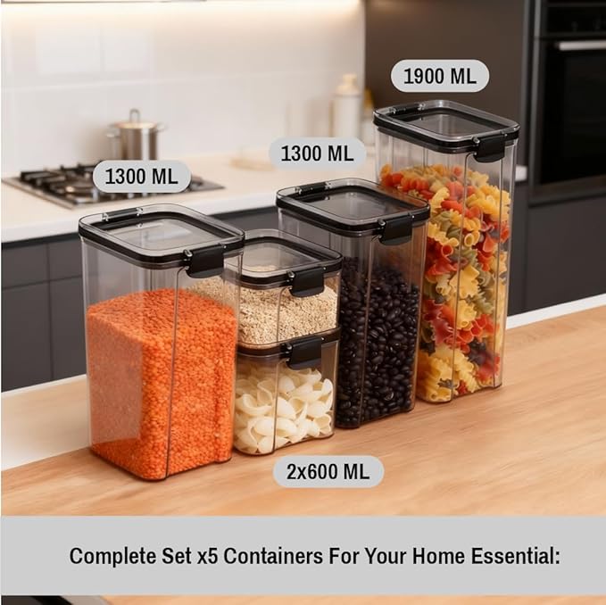 Kitchen Storage Containers Set With Lids - Pantry Organizers For Home And Kitchen - Airtight Plastic Containers For Daily Food Organization (5)