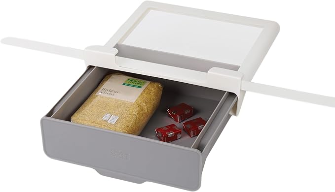 Joseph Joseph CupboardStore Under Shelf Drawer Kitchen Cabinet Storage Organizer, Space Saving, Gray/White