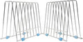 IDEATECH 2 Pack Reusable Storage Bags Rack, Drying Rack for Gallon/Sandwich/Snack Food Bags, Kitchen Stainless Stand for Silicone Baggies Dryer, File Organizer Desktop Storage Book Shelf (2*Sliver)