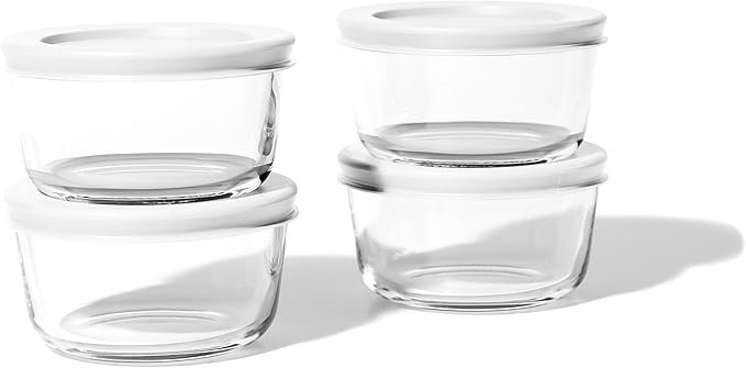DURA LIVING 8-Piece Glass Food Storage Containers Set (4 Containers + 4 BPA-Free Lids) | 1-Cup, Leakproof | Microwave, Freezer, Oven & Dishwasher Safe | Ideal for Meal Prep & Pantry Organization