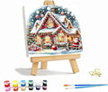 VIGEGU Christmas House Paint by Numbers Kit for Adults with Framed,Paint by Number DIY Acrylic Adult Paint by Number Kits for Wall Decor 10x10in