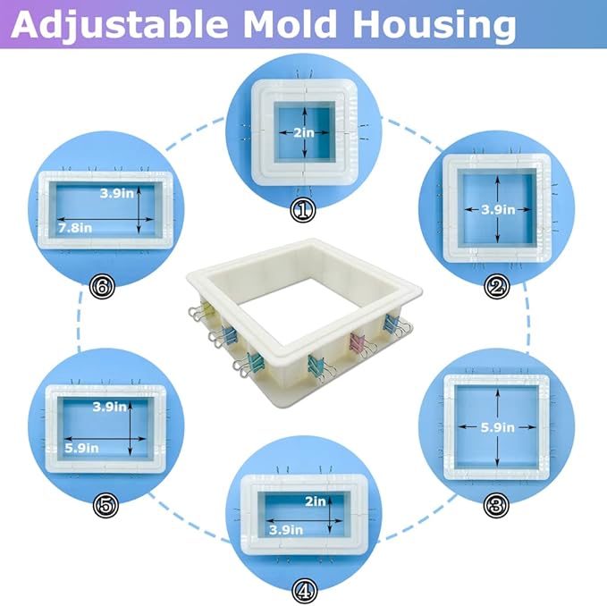 2-Pack Adjustable Mold-Housing for Silicone Molds - Rubber Mold Making Kit, Housing Frame for DIY Candle, Soap, and Resin Molds