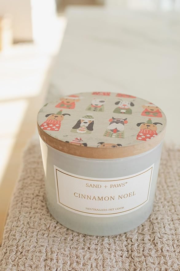 Sand + Paw Scented Candle - Cinnamon Noel – Additional Scents and Sizes – 100% Cotton Lead-Free Wick - Luxury Air Freshening Jar Candles - Perfect Home Decor – 12oz
