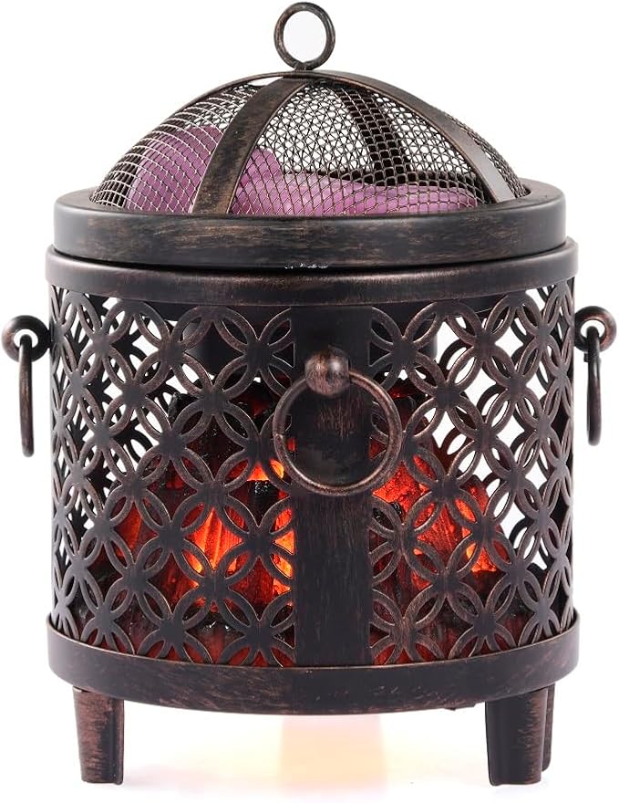 Dicimi Vintage Electric Wax Warmer for Scented Wax Melts - Flickering Fire LED Candle Warmer, Multi-Function Oil Warmer for Essential Oils, Safe Flameless Home Decor with 60-Day Warranty