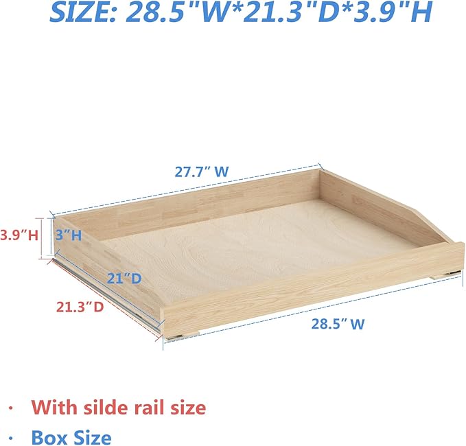 Pull Out Cabinet Drawer 28½” W x 21” D, Soft Close Pull Out Cabinet Organizer, Bottom Assembly