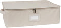Covermates Keepsakes Zip-Top Storage Box Set, 3 Pack Heavy Duty Polyester Organizer Bins, Stackable Design, ID Window, Reinforced Handles, Closet Home Storage, Beige Heather
