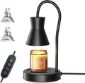 LALISU Candle Warmer Lamp with Timer and Dimmer, Vintage Electric Melter Candle with 2 Bulbs, Melter Scented Height Adjustable Compatible with Jar Candles, House Warming Gifts (Black)