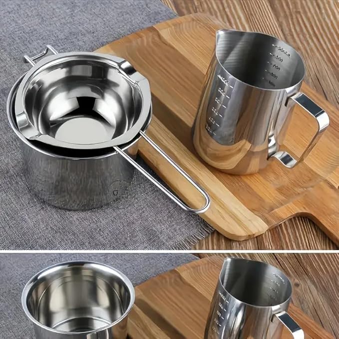 2-in-1 Wax Melting Pouring Pot for Candle Making & Latte Art, Thick Bottom with Perfect Spout for Melting Soy Wax, DIY Crafts, and Coffee Bar