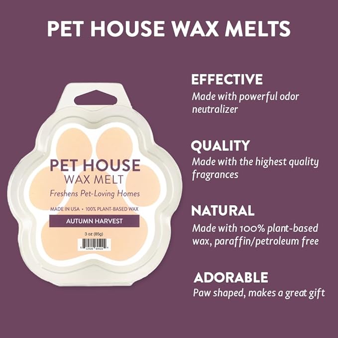 One Fur All Pet House Scented Wax Melts for Warmer - Long-Lasting Pet Friendly Plant Based Soy Wax Melts - Autumn Harvest Pack of 2