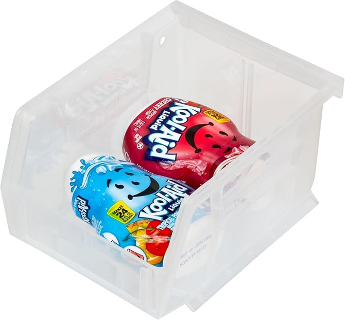 Akro-Mils 30210 AkroBins Plastic Storage Bins, Space-Saving Stackable Bins for Garage, Pantry, Craft Organization, 5" x 4" x 3", Clear, 24-Pack
