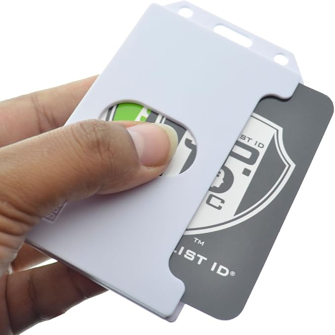 2 Pack - Heavy Duty 2-Sided Rigid Multi Card Holder - Hard Plastic Vertical ID Badge Holders for 2 Standard or Thick Prox Cards, Fuel Card, CAC, Work Badge, or Credit Cards by Specialist ID (White)