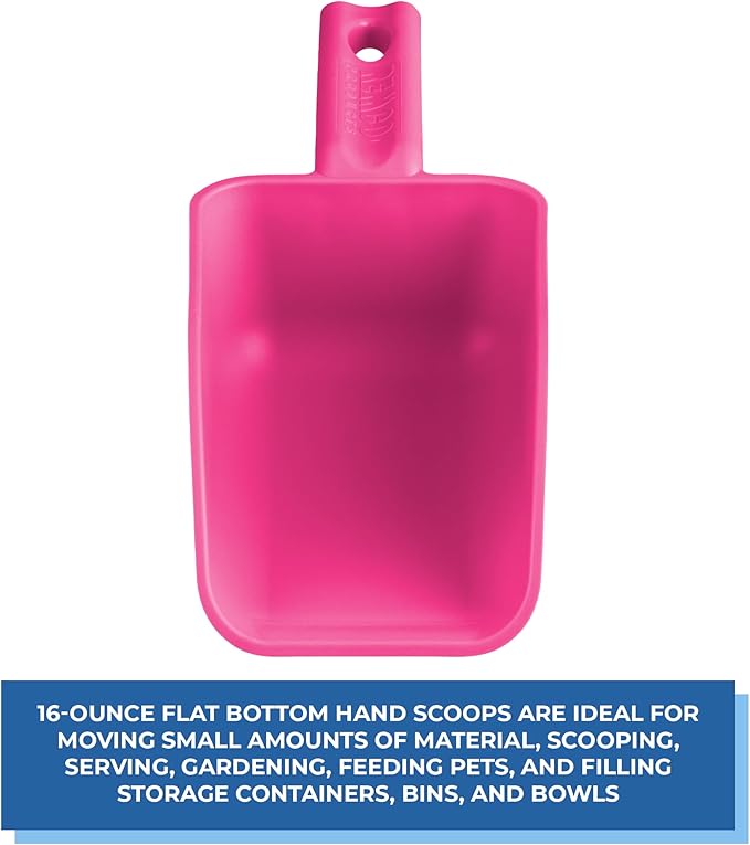 Vikan Remco 63001 Color-Coded Plastic Hand Scoop - BPA-Free Food-Safe Kitchen Utensils, Restaurant and Food Service Supplies, 16 oz, Pink