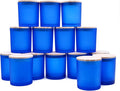 SHOWIN 10 OZ Thick Candle Jars for Making Candles 15 Pcs, Empty Jars with Wood Lids for Candle Making, Sample Container, Frosted Blue