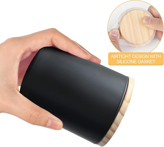 SHOWIN Thick Candle Jars for Making Candles 12 Pcs, 7 OZ Empty Jars with Wood Lids for Candle Making, Sample Container, Matte Black