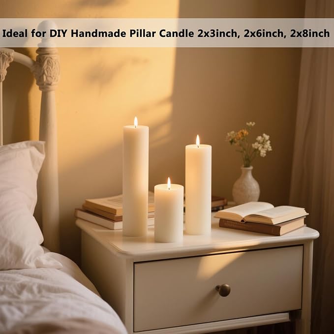 Large Cylinder Mold for Candle Making, 2x3Inch 2x6Inch 2x8Inch Cylinder Silicone Candle Mold, 3 Pcs Long Pillar Epoxy Resin Casting Mold for Wax Candle Resin Craft Making