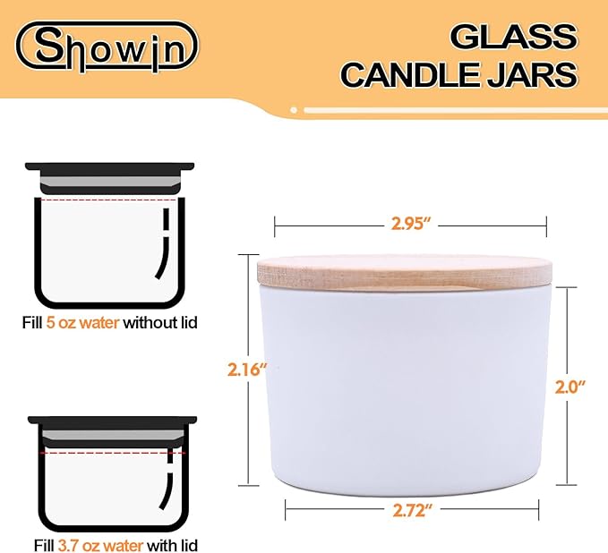 SHOWIN Thick Candle Jars for Making Candles 20 Pcs, 4 OZ Empty Jars with Wood Lids for Candle Making, Sample Container, Matte White
