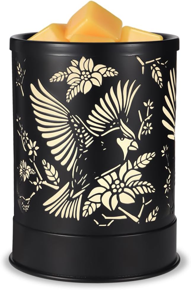 nawaza Wax Melt Warmer with LED Light Metal Electric Wax Melter for Scented Wax Candle Wax Melts Warmer Home Office Fragrance Essential Oil Burner Christmas Cardinal Gifts for Women Grandma Moms