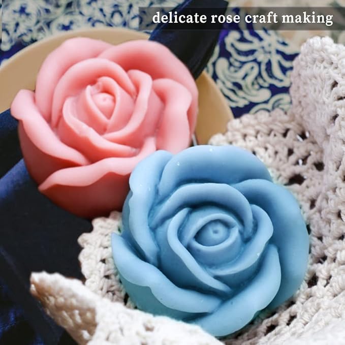 2PCS Flower Candle Molds, 3D Big Bloom Rose Molds, Flower Handmade Soap Moulds for Fondant Handmade Soap Lotion Bar Wax Casting Crayon Cake Ice Cream Clay Cake Decorating