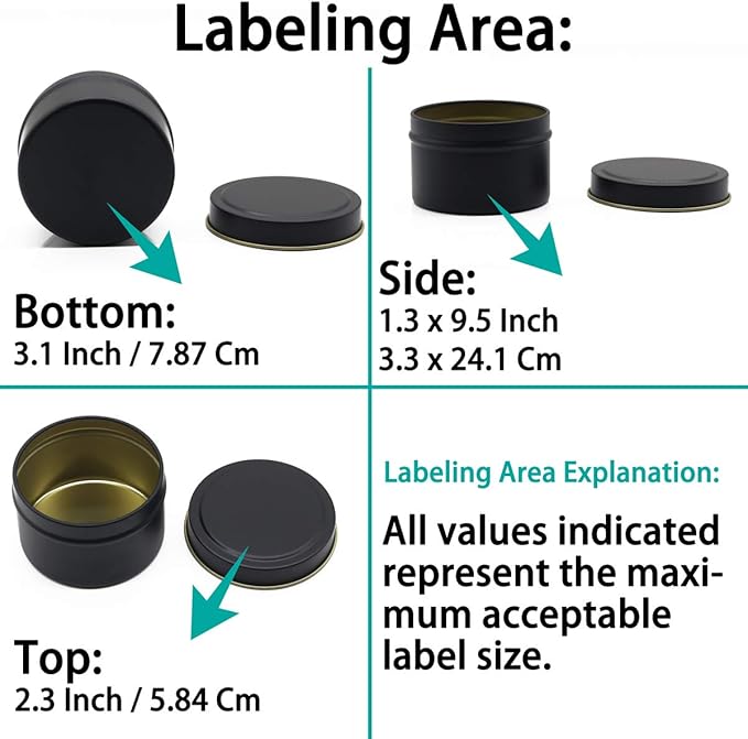 Aroparc Candle Tins 8oz, 24 Piece, Bulk Containers for Candle Making Jars with Lids - Black