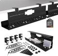 Under Desk Cable Management Tray no Drill – Wire Management - Cord Organizer – Huge Load Capacity – Under Desk Cable Tray no Drill (Black, 2 Pieces Set)