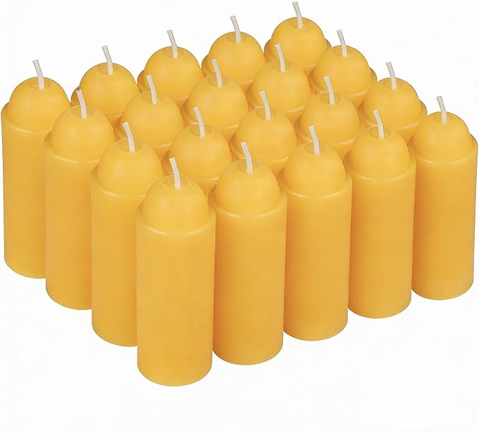 20 Pack Beeswax Lantern Candles for Emergency Use – Natural Beeswax Candle Refills with Extended Burn Time for Outdoor Camping, Survival & Power Outages, Compatible with Most Candle Lanterns
