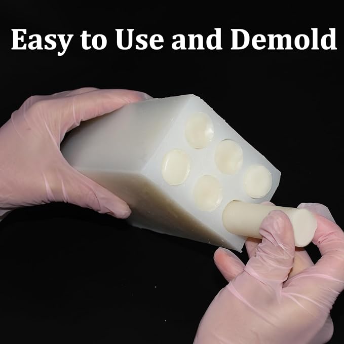 6 Holes Long Cylinder Silicone Candle Molds, Pillar Candle Making Mold Long Cylinder Scented Candle Mold for Wax Candle Handmade Craft Making